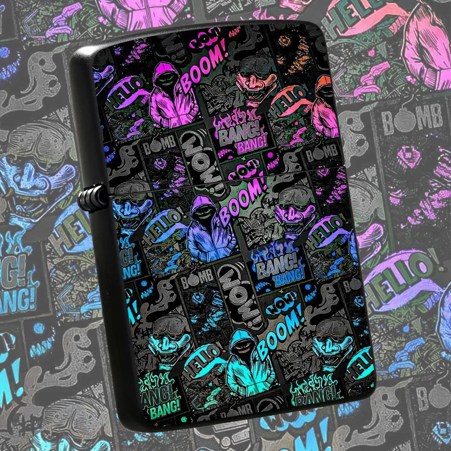 Stylish Cyber Graffiti Art Lighter, Vibrant Multi-Color Printed Unique Pattern, Portable Versatile Ignition Tool For Daily Outdoor Activities, Creative Vibe-Enhancing Item, Perfect Gift And Daily Use Fit For All Scenarios A Humorous And Int