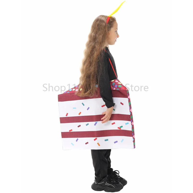 

New Unisex Chocolate Cake Slice Fancy Dress Up Birthday Cake School Stage Food Performance Costume for Children