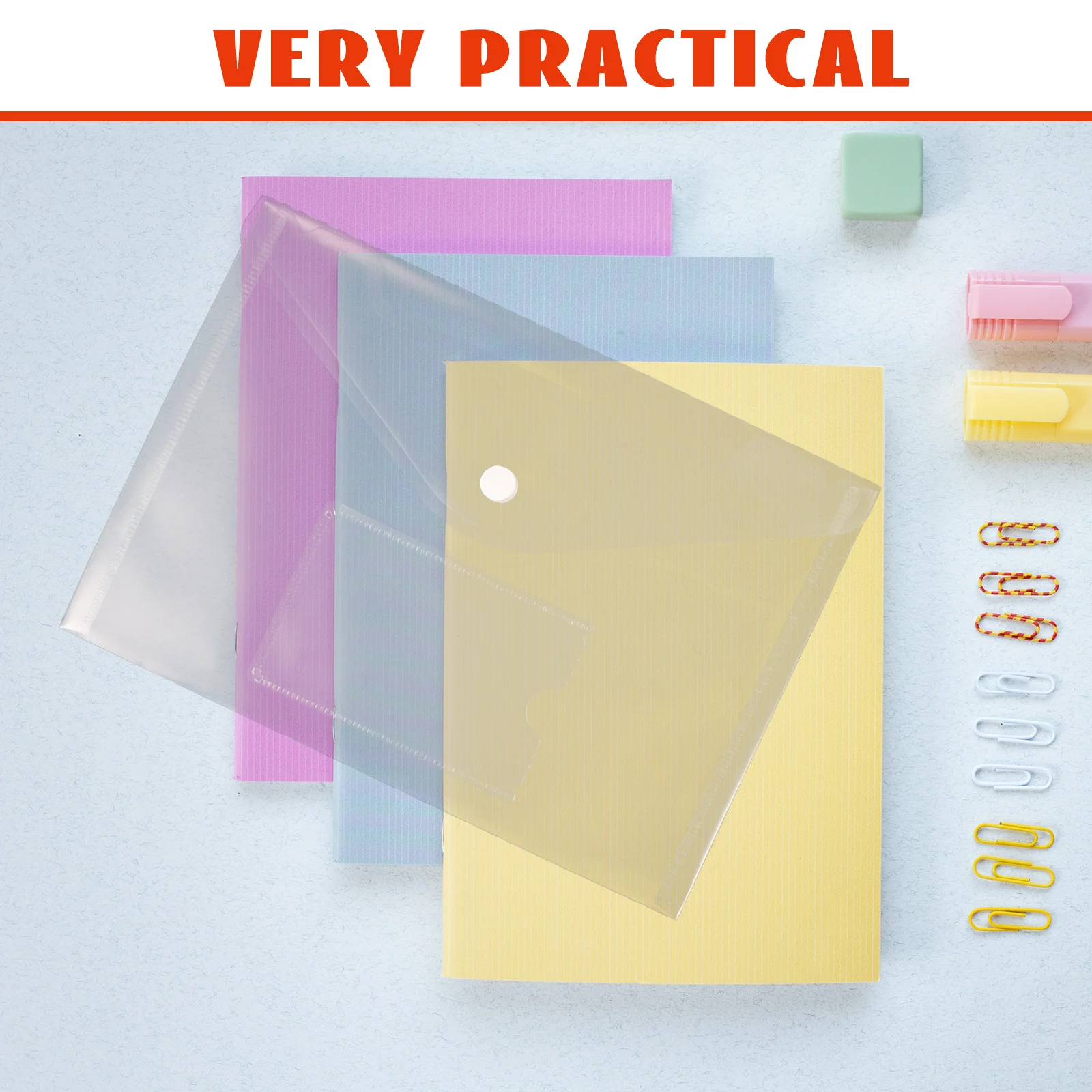 

12Pcs Transparent Document Organizer Folder Premium PP Material Large Capacity Snap Button File Storage Portable Office Receipt