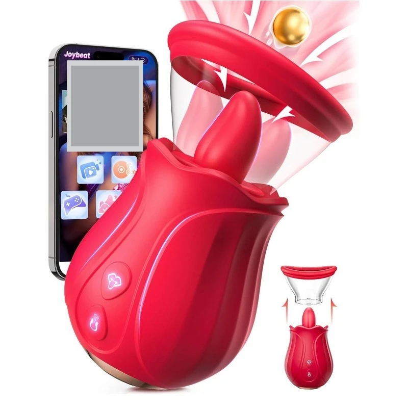 Rose tongue licking breast pump couple sex massage vibrating Mimi G-spot honey bean massager view 2