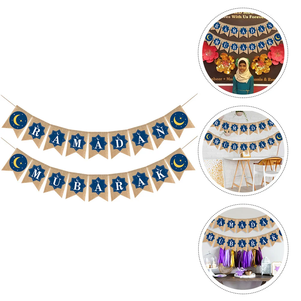 

1Pcs Mubarak Eid Pull Flag Rustic Creative Festive Banner Unique Party Decoration Buffet Dessert Table Ceiling Pendant Ramadan