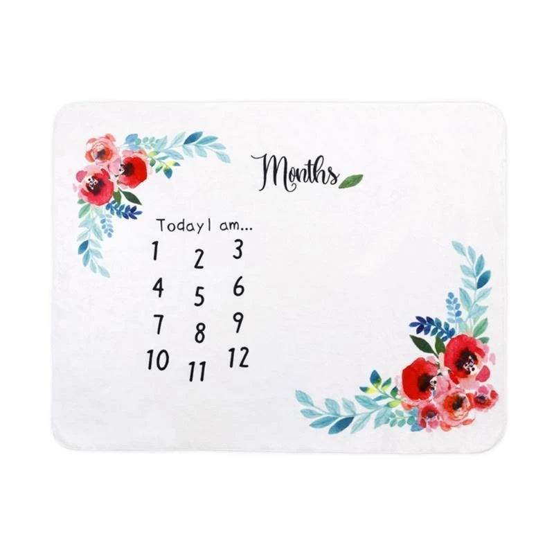 E7CE Baby Monthly Record Growth Milestone Blanket Newborn Photography Props for Creative Background Cloth Infant Gifts