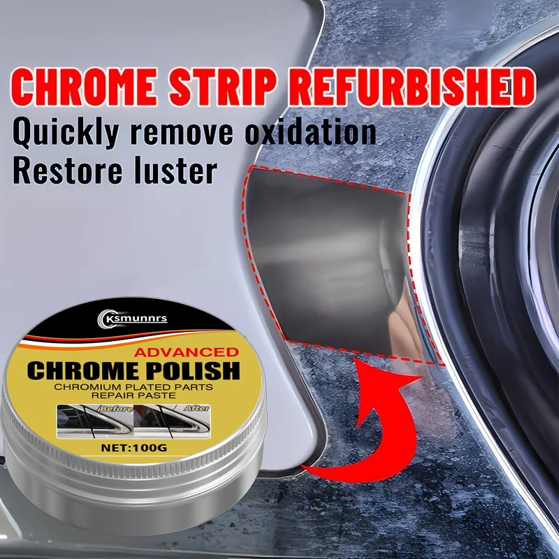 Chrome Professional Polishing Wax – Easy wipe-on chrome renovation paste. Restores original luster to vehicle plated trims, poli