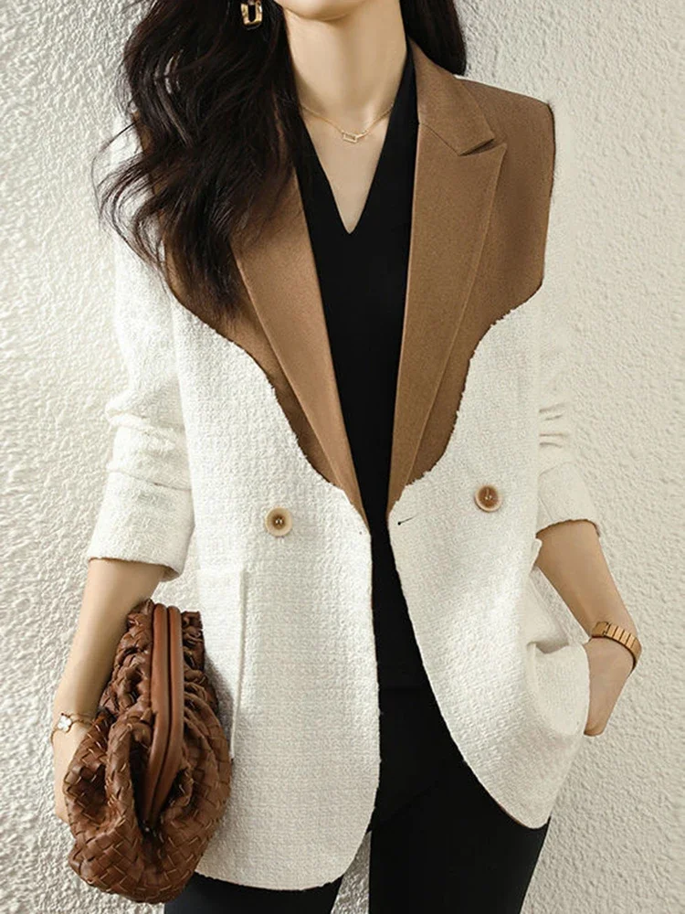 Coat, Fragrant Wind, Small Suit, Female Outerwear, Contrast Color Autumn, Suit Coat, Female jacket women