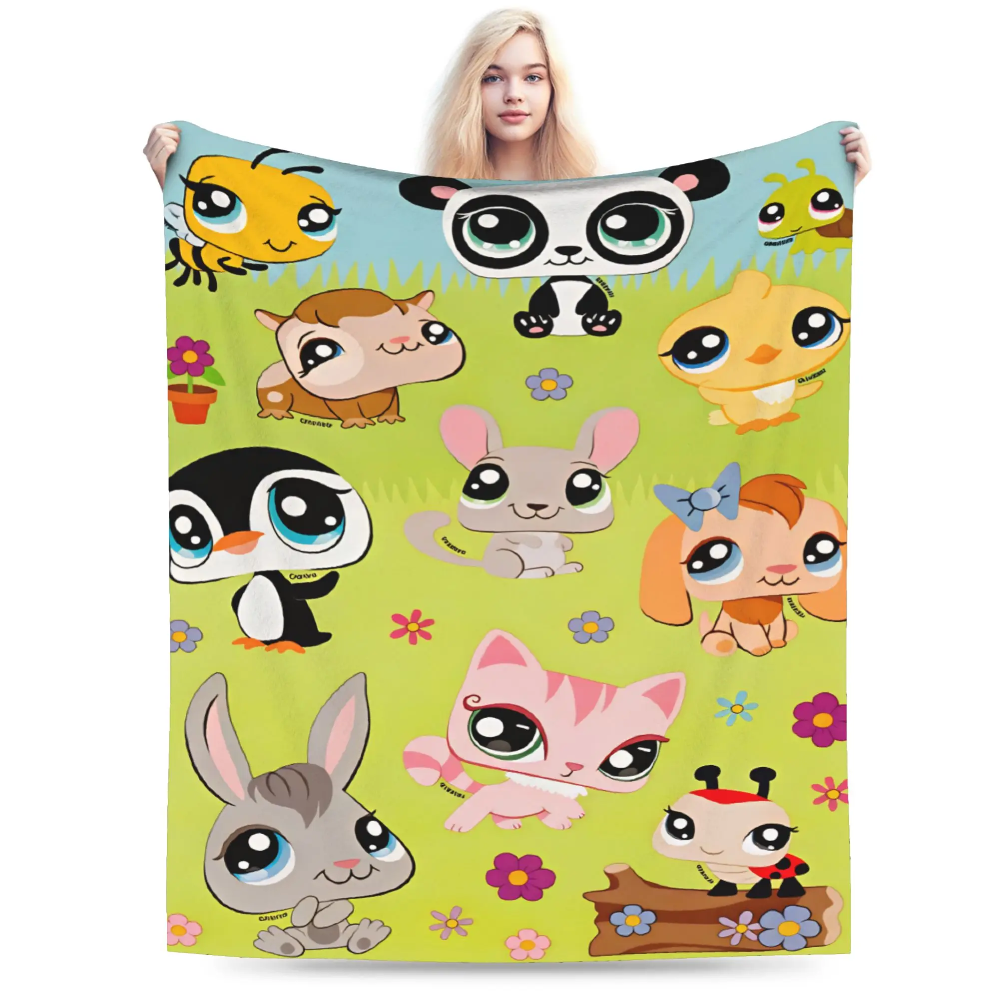 Super Soft Throw Blanket Travel Car Littlest Pets Shops Blanket  Flannel Bedspread For Sofa Home Pattern Sofa Bed Cover