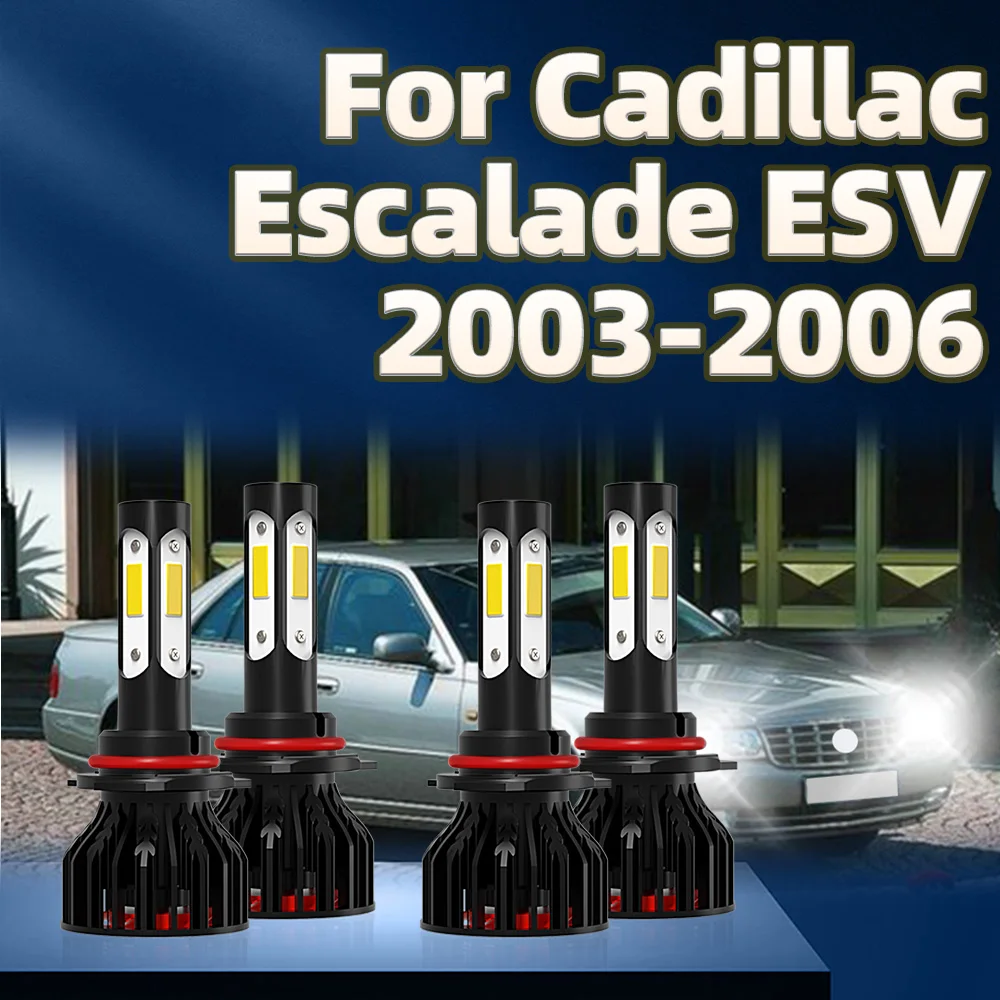 

4Pcs LED 4 Side Chip Light Bulbs 9005 9006 30000LM 6000K Car Headlamp For Cadillac Escalade ESV 2003 2004 2005 2006