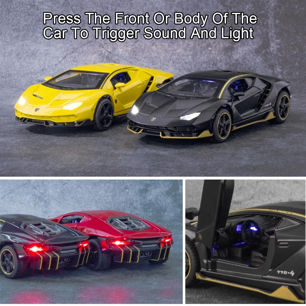1:32 スケール アヴェンタドール LP780-4 LP770 スポーツカーモデルおもちゃ金属ダイキャストプルバック車両モデルおもちゃ子供のためのホリデーギフト