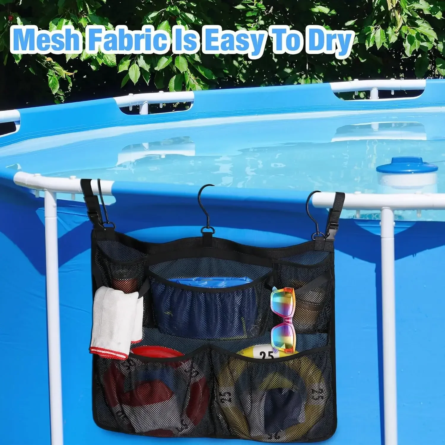 

Adjustable Swimming Pool Hanging Storage Bag,Baby Bathroom Mesh Bag,Ball Storage Net Bag For Bath Toys Kids Basket
