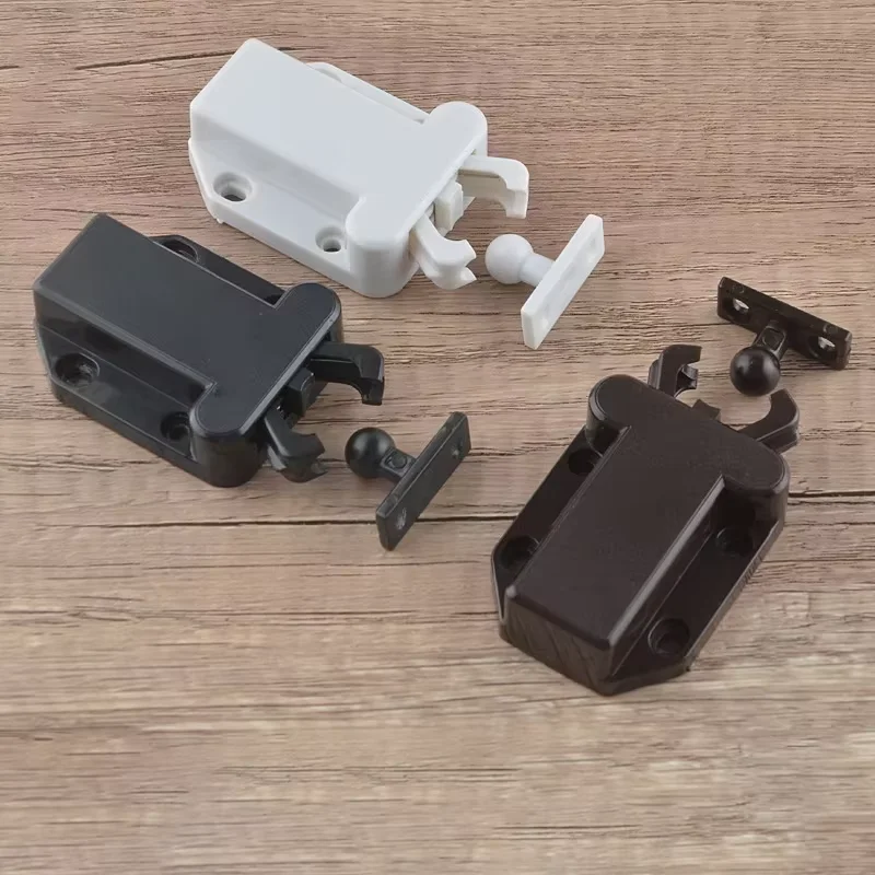 Home 4‑Pack Non‑Magnetic Touch Push‑Open Door Latch, Elastic Self‑Locking Cabinet Door Catch for Furniture