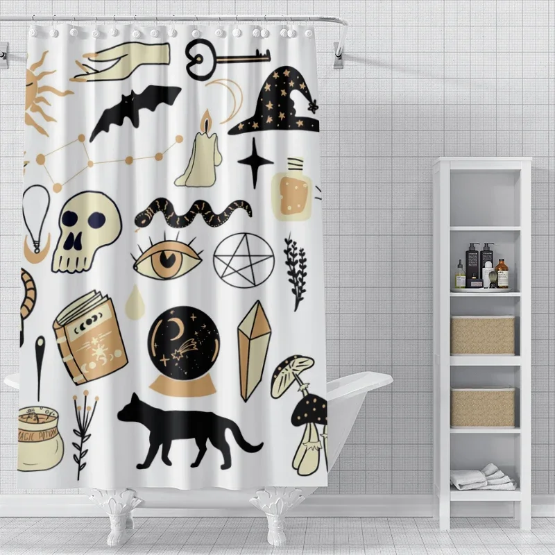 Home decoration shower curtains bathroom waterproof curtain fabric Modern Nordic Living Room happy Halloween Autumn Pumpkin