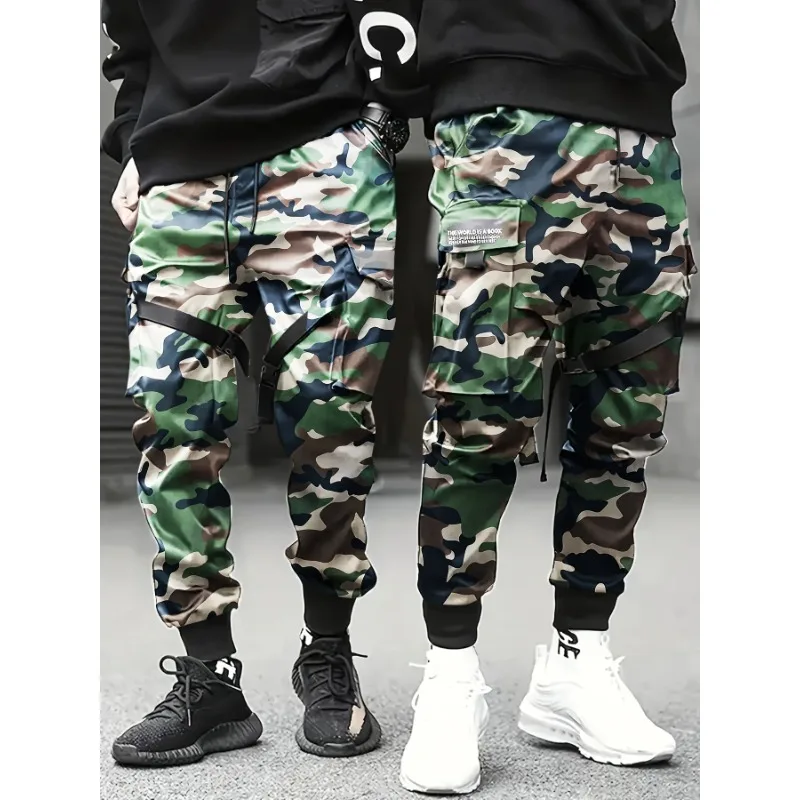 Men Camouflage Cargo Pants Mens Multi Pockets Work Pants Men Tactical Casual Trousers Outdoor Training Hiking Retro Pants Man