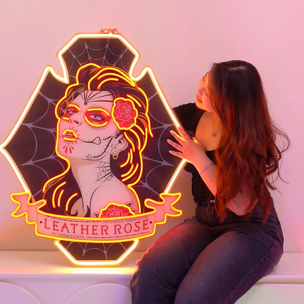 Women Face With Rose Neon Light Custom Neon Sign for Bedroom Home Room Wall Decor Signs Beauty Nail Room Wall Art Decorations