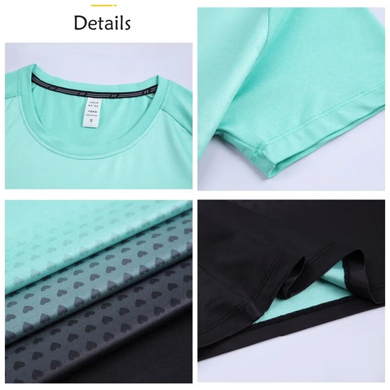 Gradient Color Quick Dry Sport T-shirt Women Slim Gym Workout Hiking Short Sleeve Tees Shirt Running Yoga Fitness Tops MM710