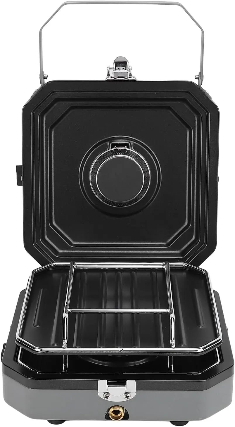 

2-Piece Folding Camp Stove with Piezo Ignition & Griddle for Outdoor Cooking, Compatible with Blend Isobutane