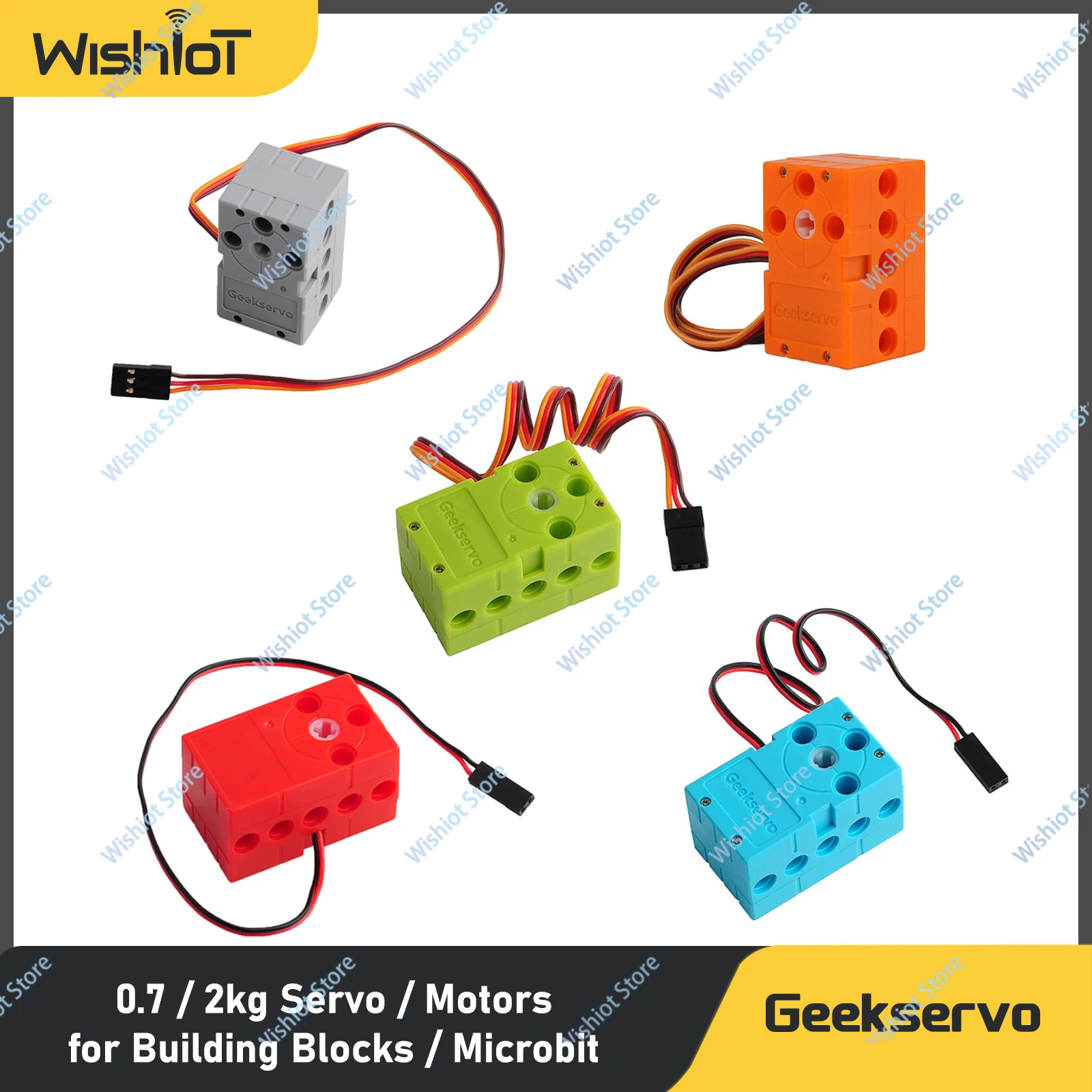 Geekservo Programmable Servo 2KG 2P/3P Wire 360 Degree Rotation Compatible with Standard Building Blocks Microbit Raspberry Pi