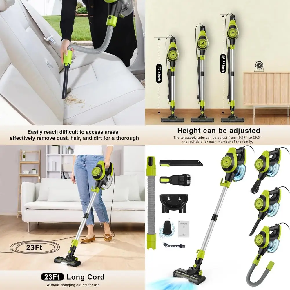 

Powerful Corded Vacuum Cleaner with Adjustable Tube and Handheld for Deep Cleaning on Carpets and Pet Hair