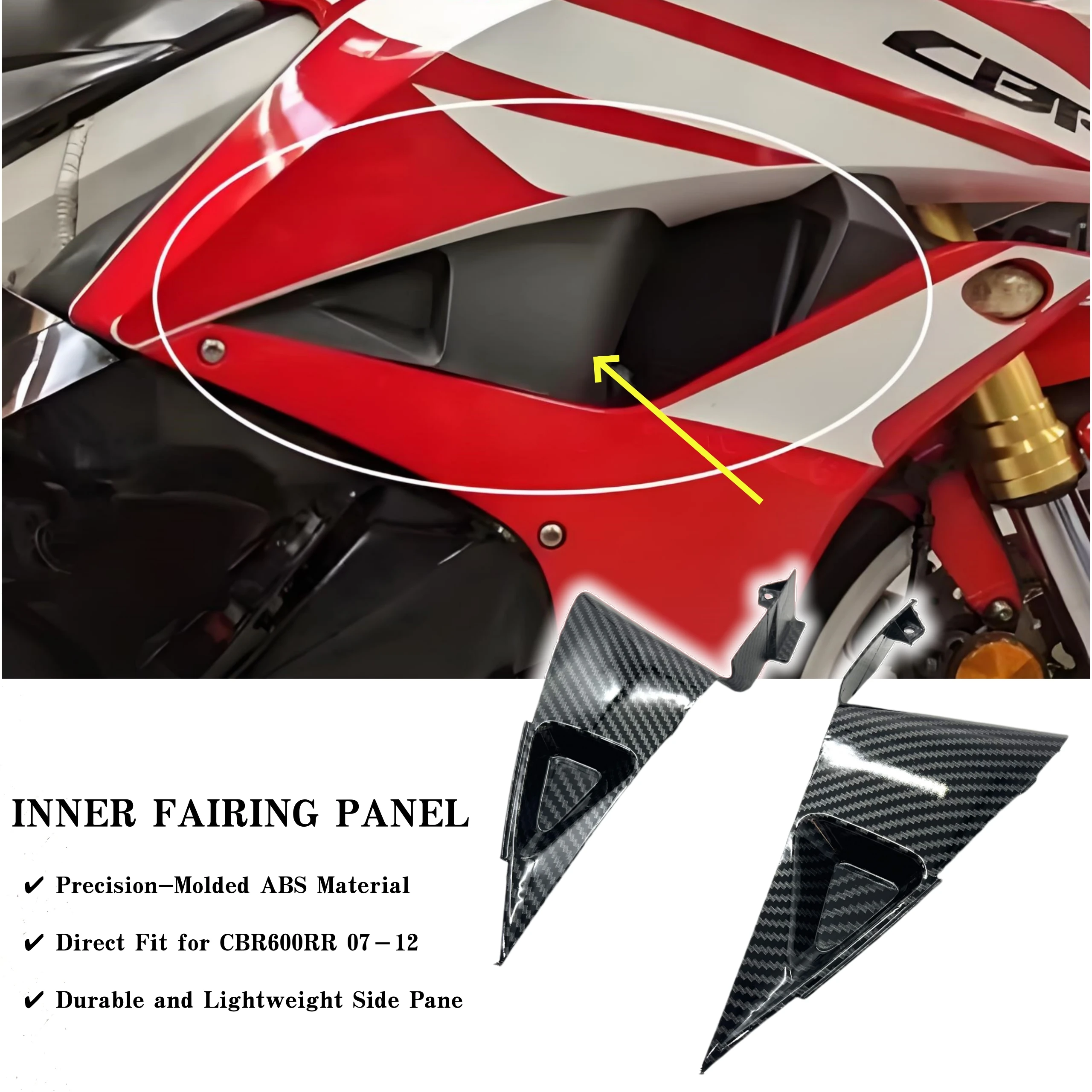 

Inner Fairing Panel Kit for Honda CBR600RR F5 2007–2012 Motorcycle ABS Bodywork Small Side Cover Parts