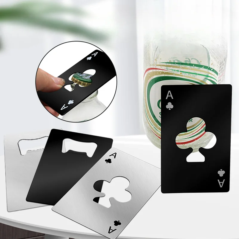 Stainless Steel Card Bottle Opener Playing Card Shape Plum Blossom Personality Fashion Bottle Opener