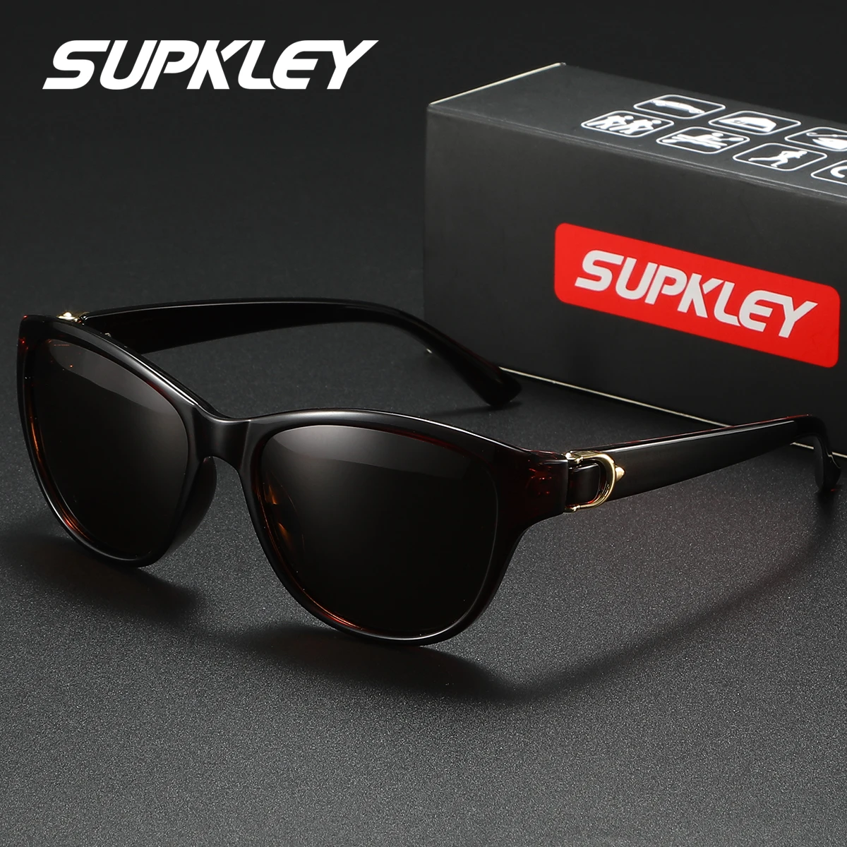 

SUPKLEY Поляризационная пленка в стиле ретро для отдыха, овальная оправа от солнца, отдых на море, защита от ультрафиолета, снижение бликов