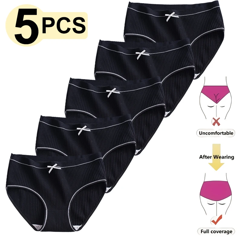 5 Pieces/Lot Teenage Girls Underwear Comfortable Cotton Young Panties For Girl Solid Color Middle Waist Adolescent Girls Briefs