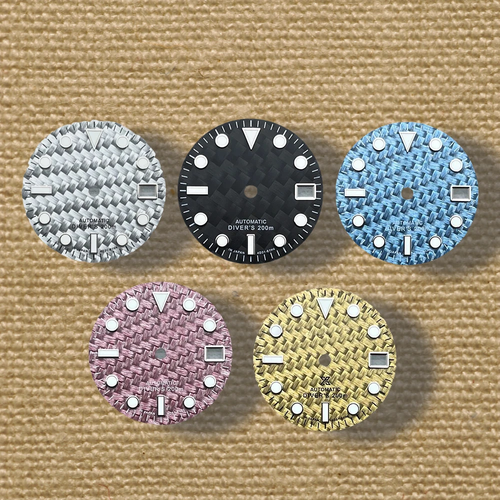 

28.5mm S Logo Carbon Fiber Dial Fit NH35/NH36/4R/7S Movement Green Luminous Diving High-Quality Watch Modification Accessories