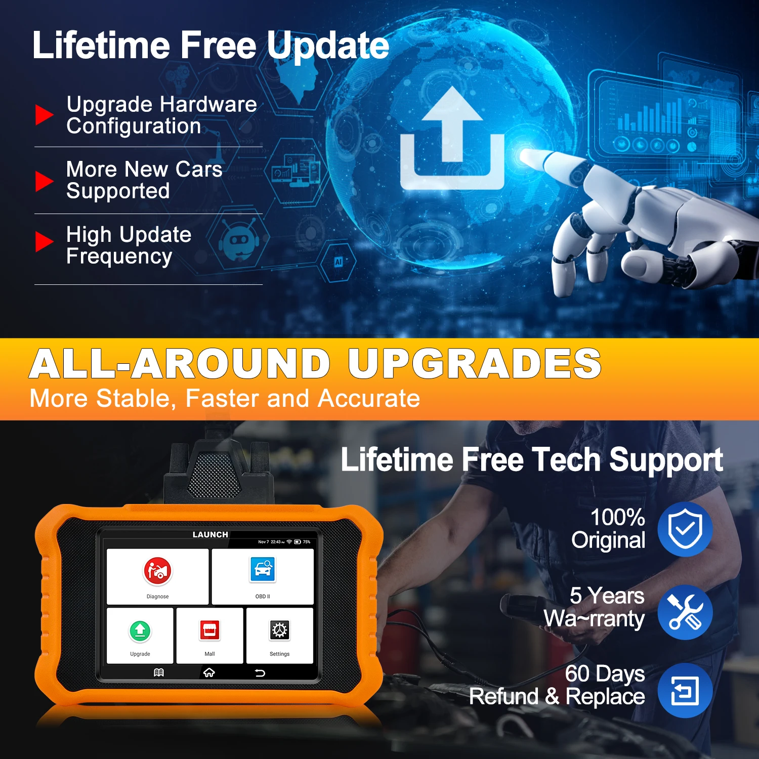 LAUNCH X431 Creader Elite 2.0 Obd2 ماسح ضوئي للسيارة أداة تشخيص الأنظمة الكاملة تحديث مجاني لـ GM/Buick/Chevrole/Cadillac/SGM/GMC #5