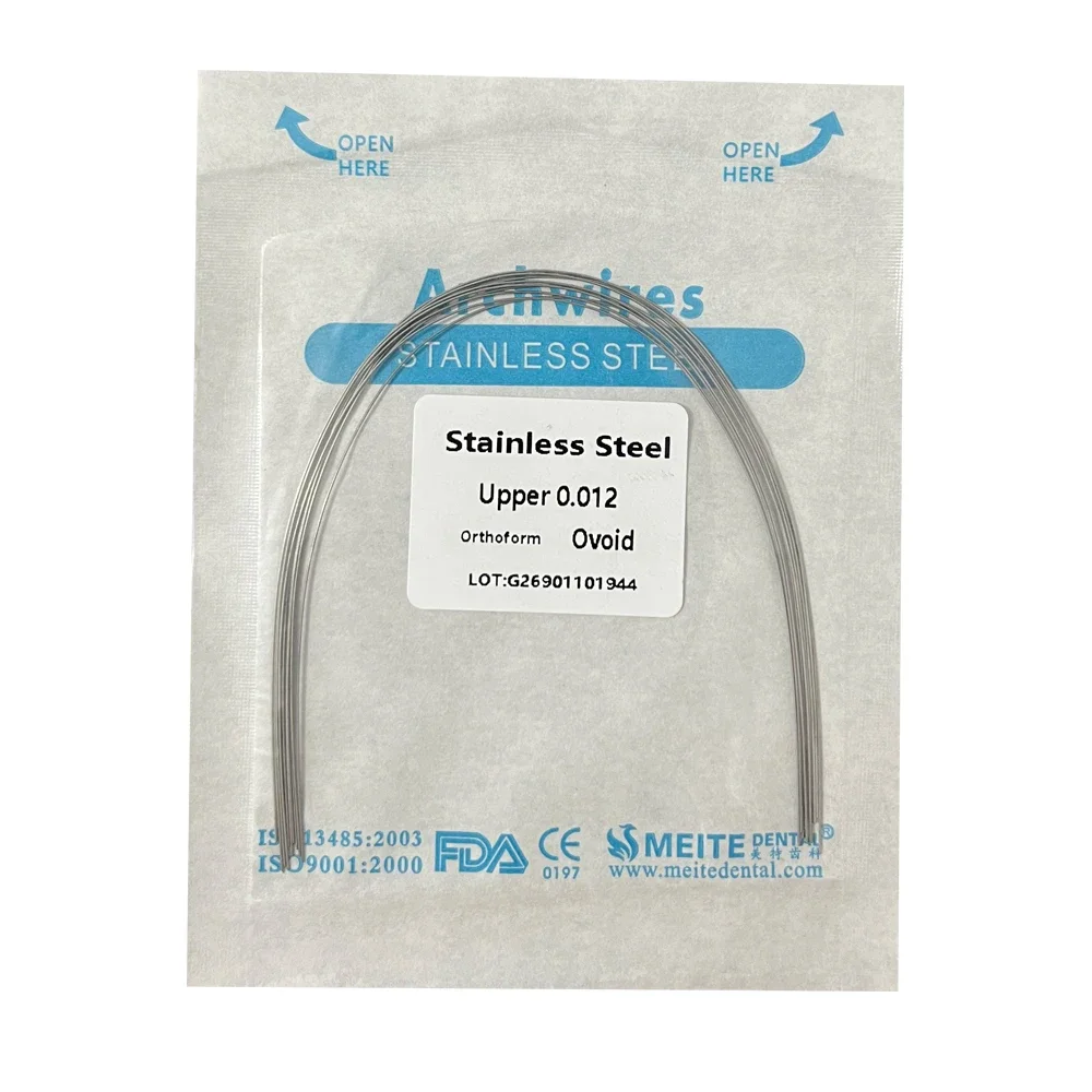 Alambre de acero inoxidable para ortodoncia Dental, forma ovoide redonda/Rectangular, Material para dentista, 10 unids/lote por paquete