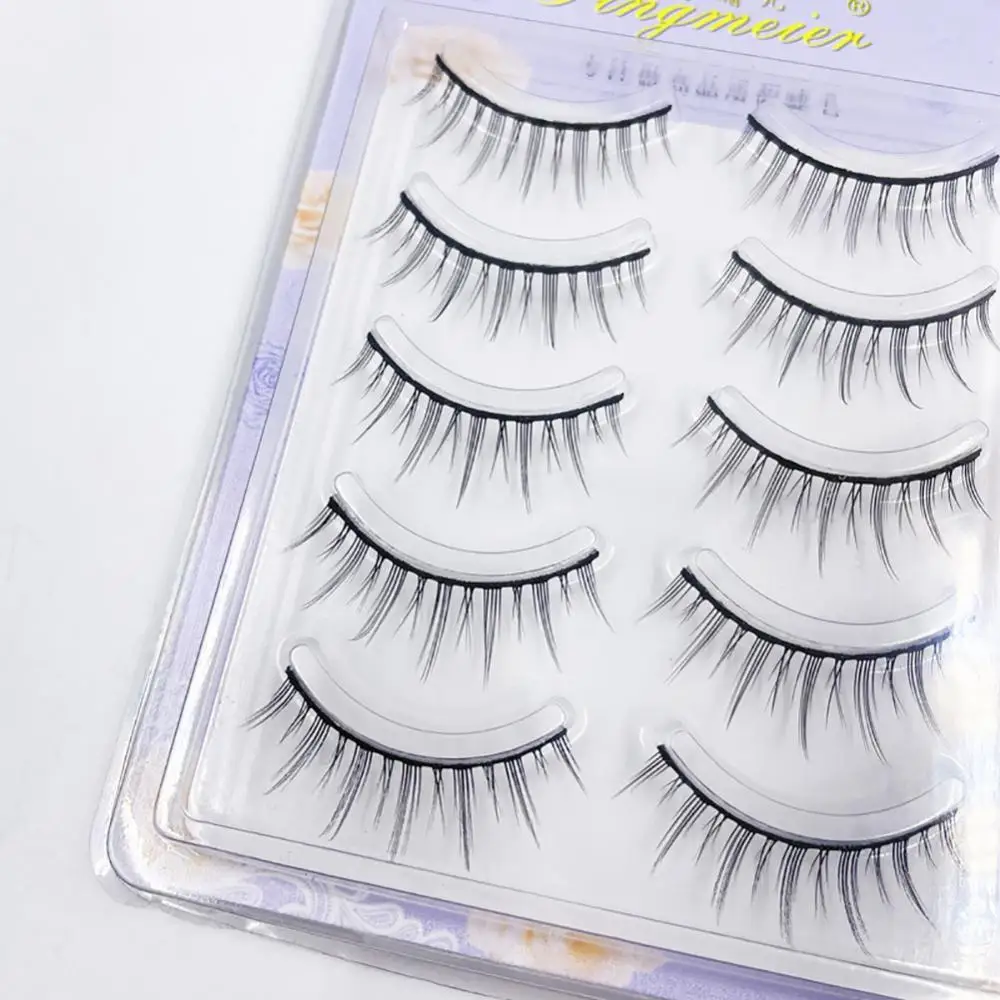 5คู่ Mink การ์ตูนขนตาปลอม3D ธรรมชาติ Fairy Wispy Fluffy Curling Eyelashes Eyelashes เครื่องมือแต่งหน้าความงาม