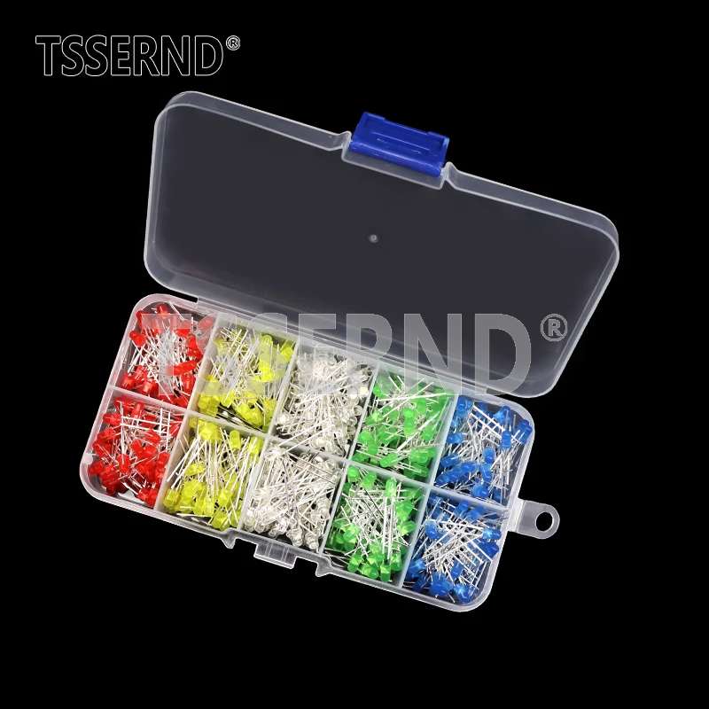 3MM 5MM Light Emitting Diodes Electronics Kit Box F3 F5 LED Diode Assorted Kit White Green Red Blue Yellow Orange