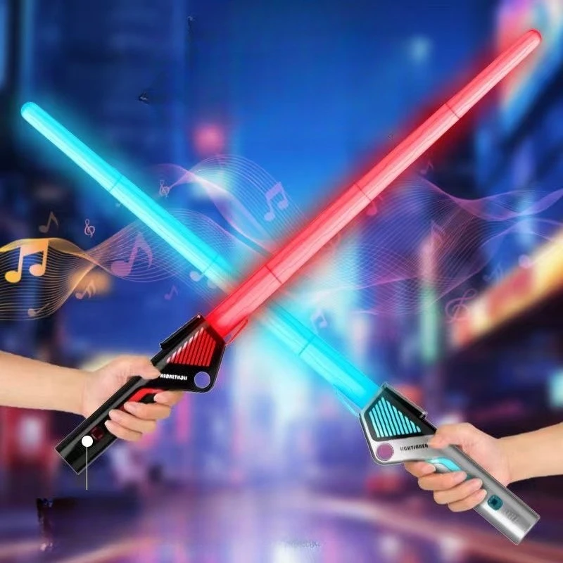 Épée lumineuse colorée pour enfants, jouets télescopiques, musique Laser, jouet de décompression rotatif 2 en 1, jouets légers pour enfants et adultes