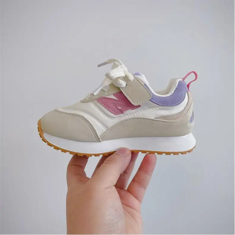 New Children's Shoes 2024 Spring Boys' Soft Sole Comfortable Sports Casual Shoes Fashion Girls' Daddy Shoes Rice Brown Purple