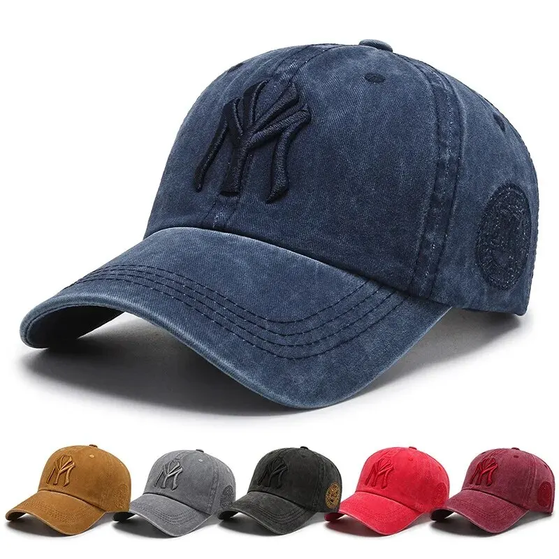 Hat Women's Korean Version Cap Soft Top Washed Distressed Baseball Cap Fashion Casual Men's Embroidery Sunshade Sunscreen Hat