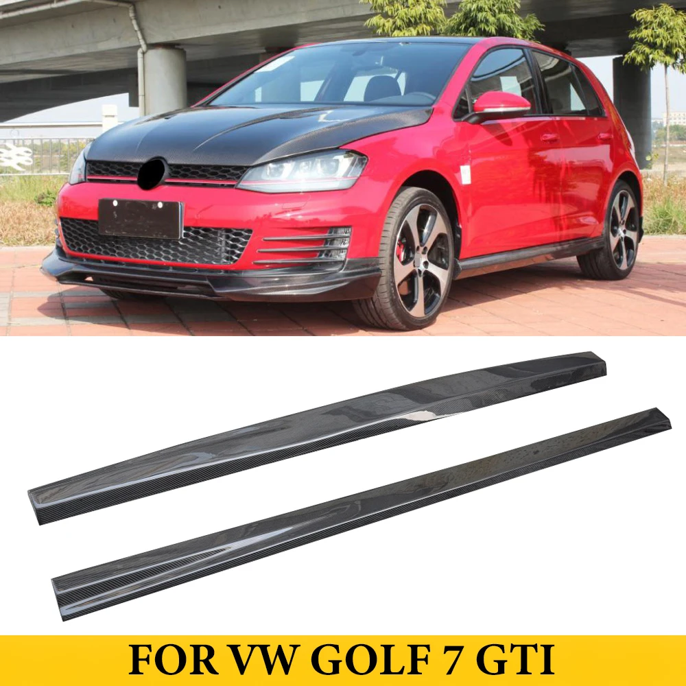 For VW Golf 7 GTI Carbon Fiber O Style Side Skirts Extension Lip Aprons Car Styling