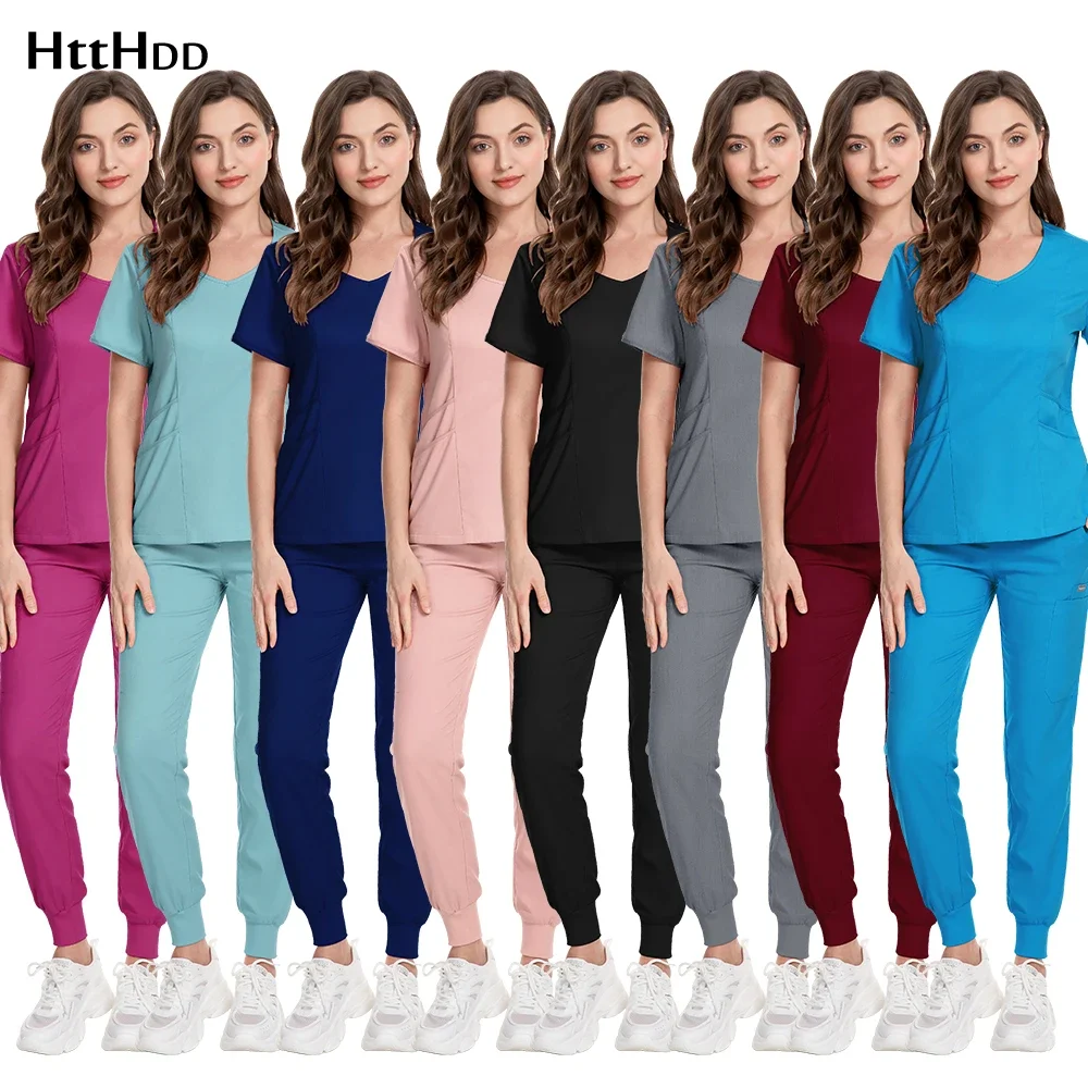 Unisex medizinische Uniform Frauen Peelings Krankens ch wester Zubehör Slim Fit Komfort klinische Frauen Operations saal Arbeit Uniform Jogger Anzug