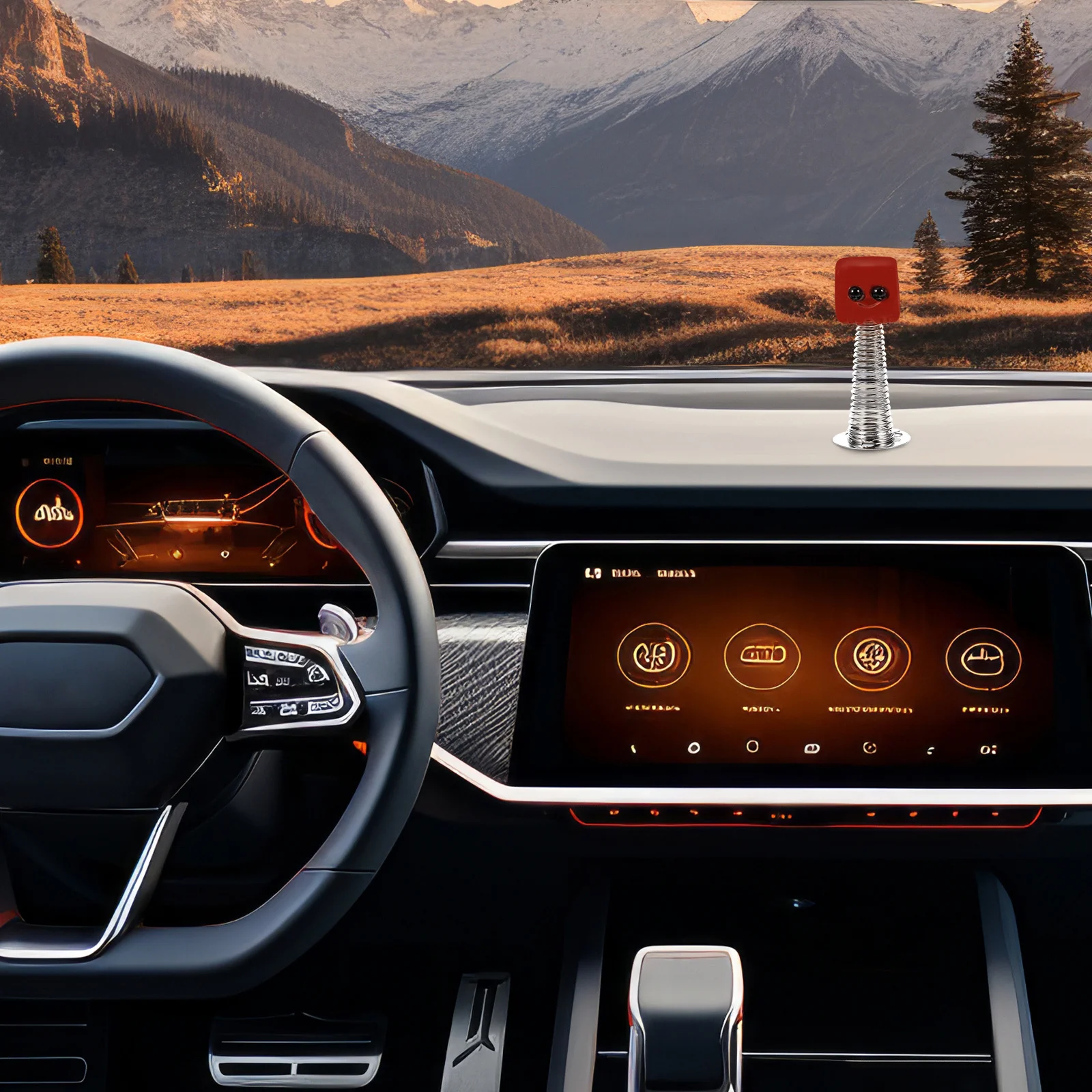 كريستال يهز الرأس الديكور الربيع الصغيرة المدمجة خفيفة الوزن لوحة القيادة زخرفة سيارة سطح المكتب ديكور صغير ديكور السيارة