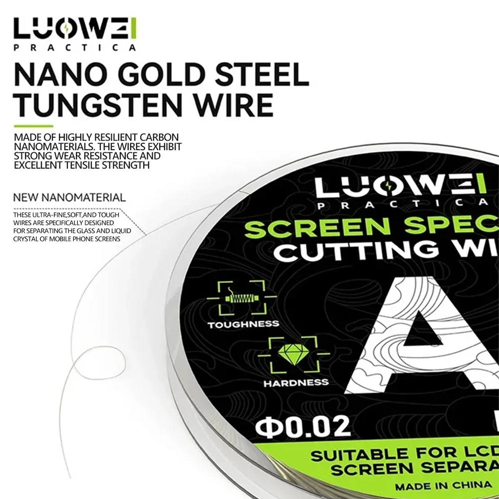 LUOWEI SUPER 120M Screen Separation Nano Diamond Wire 0.02/0.028/0.03/0.035mm for Mobile Repair Screen Separation Cutting Tool