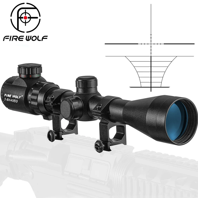 

FIRE WOLF 3-9x40 EG Hunting Scope Reticle Sight Optics Sniper Deer Tactical Hunting Scope Tactical Riflescope With Yellow Cover