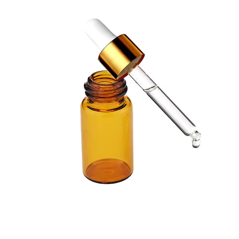 20/30/50/100pcs Mini Dropper Bottle 1ml 2ml 3ml 5ml Essential Oil Aromatherapy Bottles With Gold Cap Reagent Pipettes Bottles