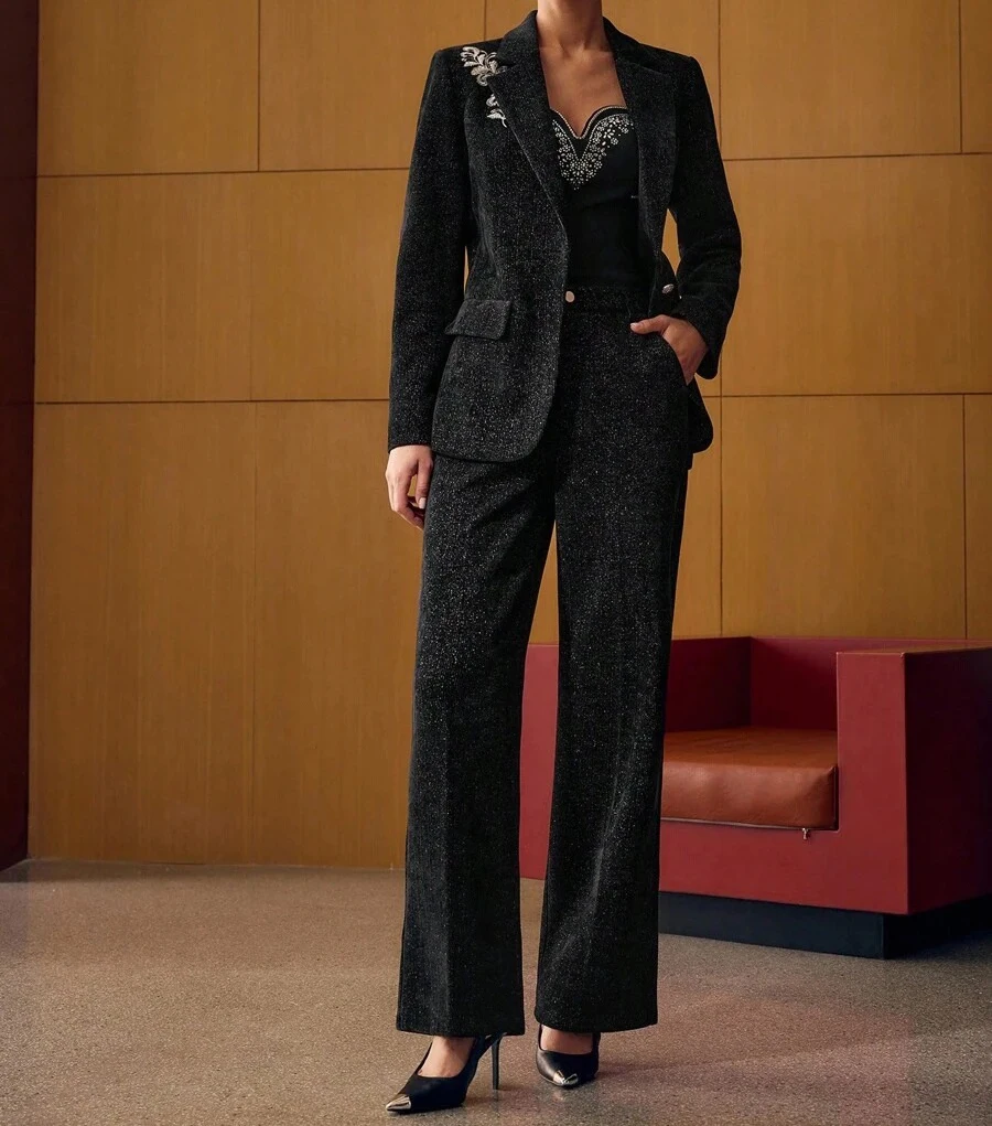 Elegant Women's Suit Formal Dresses Gowns Appliques Lace Jacket Coat And Pants For Female 2 Pieces Suits Customized