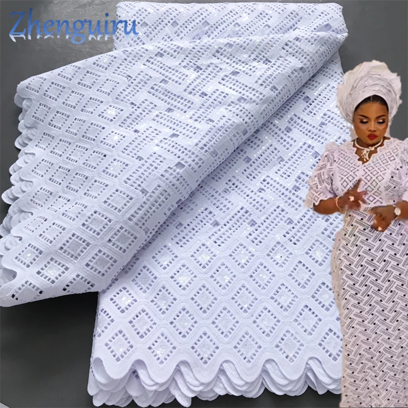 Pure White Nigerian Guipure Lace Fabric 2025 High Quality Water Soluble  African Sequin Cord Lace Fabric for Party Dress Sew 4025 - AliExpress 15