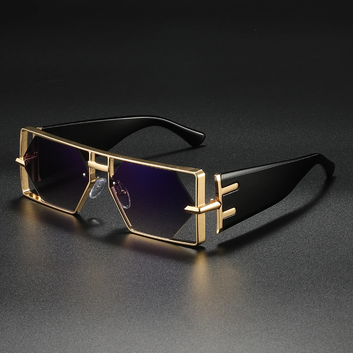 Coole Luxus-Sonnenbrille für Damen, quadratisch, aushöhlen, Designer-Brille, kräftig, Vintage, Ins Fashoin Shades – Detail 4