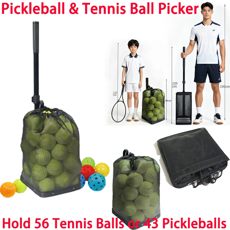 

Telescopic Pickleball & Tennis Ball Picker Large Capacity Ball Collector Foldable No Bending Ball Retriever Pick Up Tools