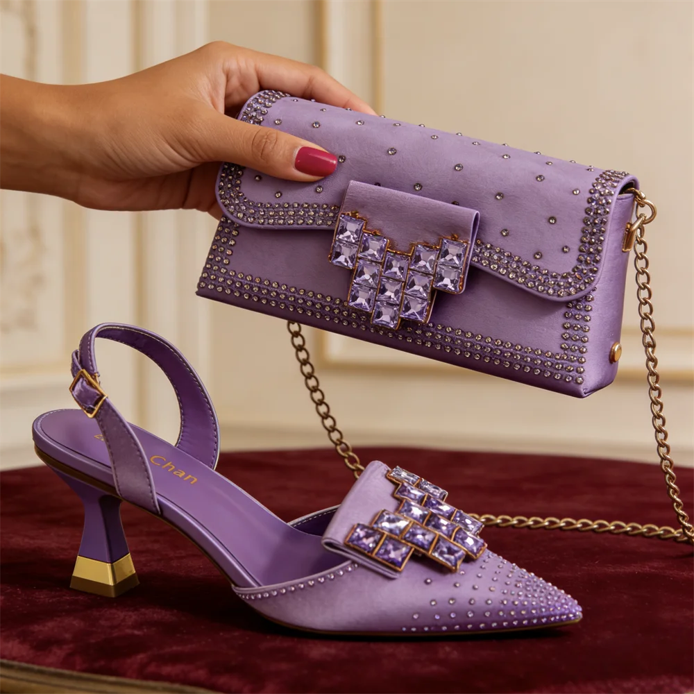 Italian Design 2026 Sweet Elegant Women's Shoes & Rhinestone Butterfly Bag Perfect for Weddings & Bridal Accessories
