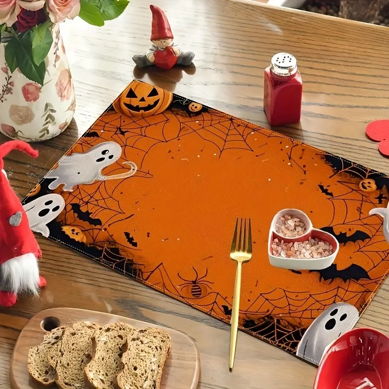 Fall Harvest Placemats Table Mat Vintage Pumpkin Foliage Berry Pattern for Dining Table Thanksgiving Cottage Home Decoration