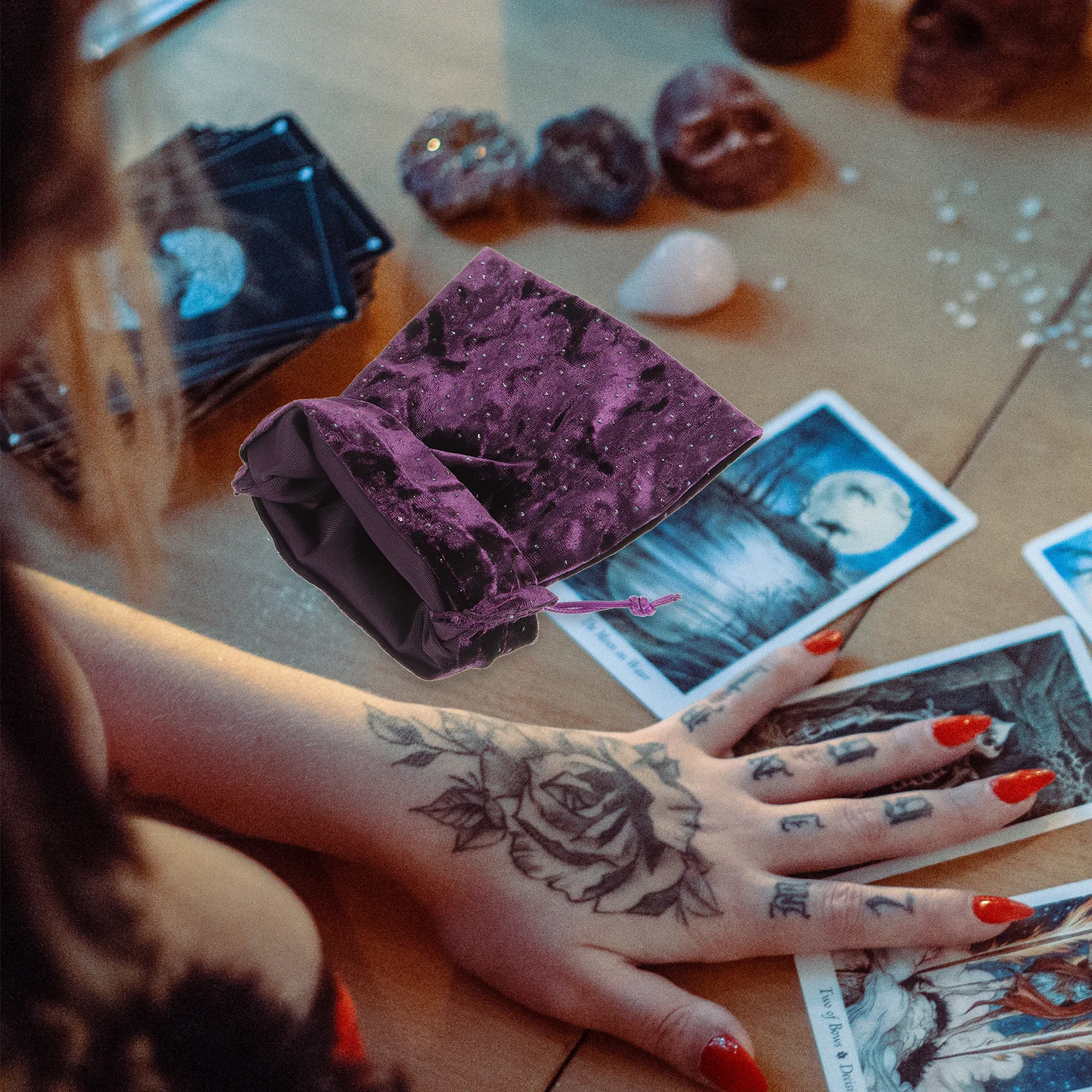 

1pcs Tarot Card Bag Storage Pouch Small Jewelry Organizer Compact Drawstring Bag for Travel Pearl Design Gift Packaging Box