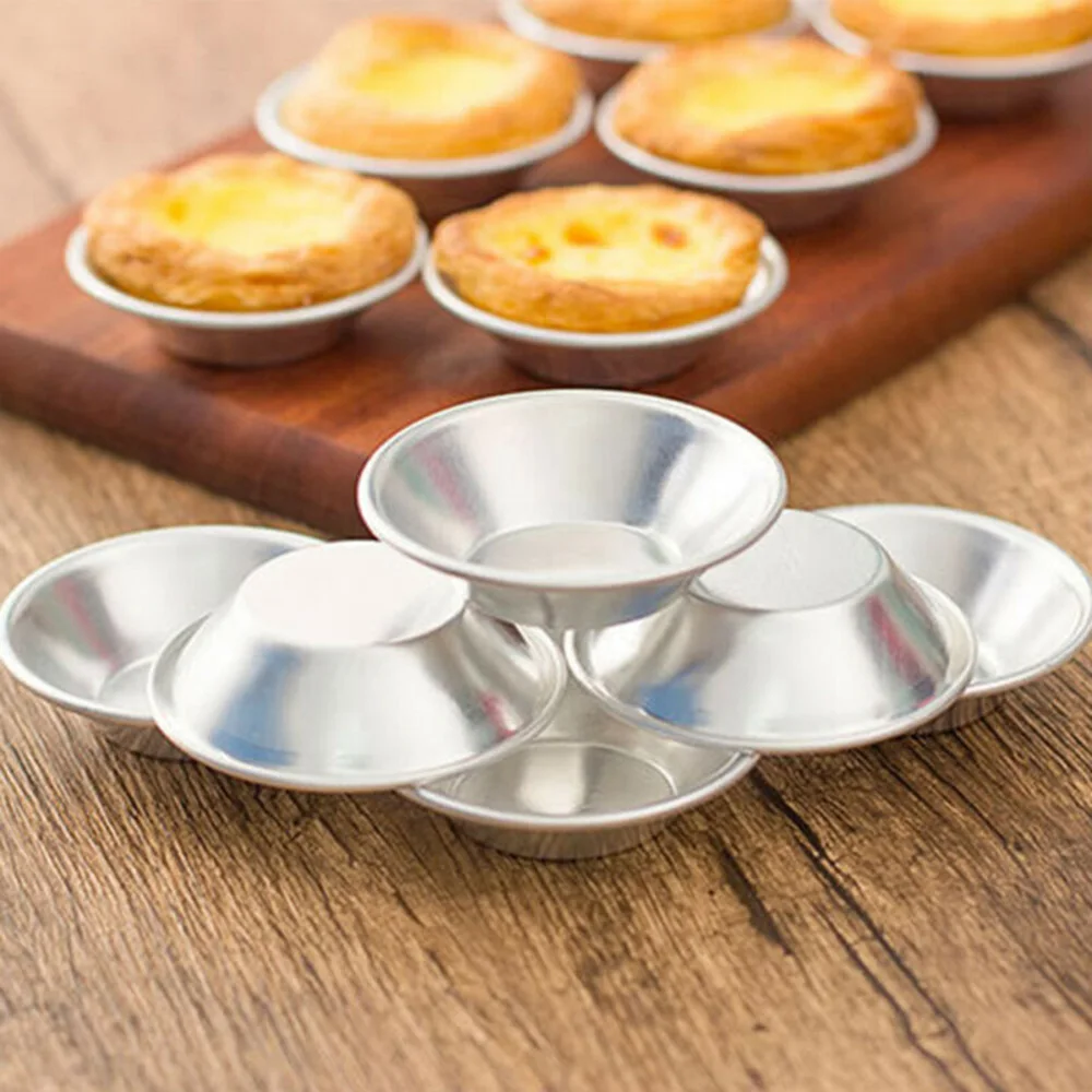 10Pcs Reusable Aluminum Alloy Egg Tart Mold Baking Accessories Cookie Pudding Mould Mooncake Mold Baking Tools