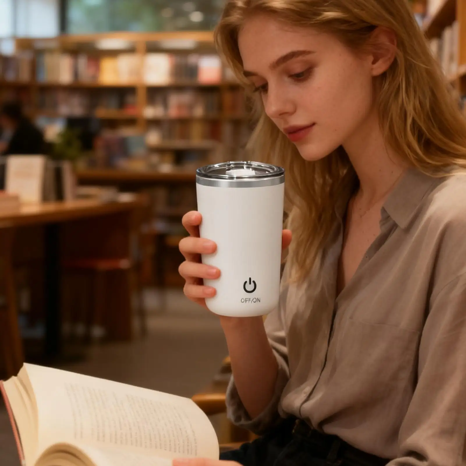 كوب تحريك ذاتي محمول بعمر بطارية طويل كوب تحريك تلقائي مغناطيسي لعشاق اللياقة البدنية والنساء والمحترفين والكلية