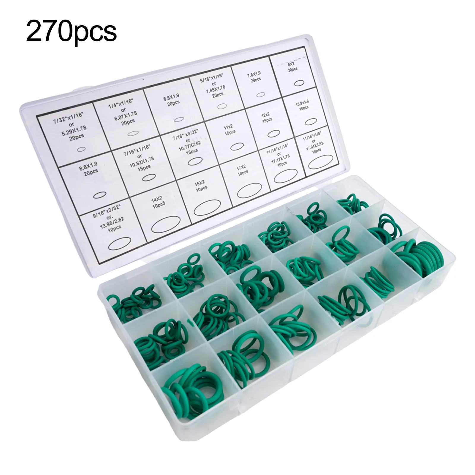 270 PCS O Ring Assortment for R134a For Car Air Conditioning System with 18 Essential Sizes for Seal Replacement and Maintenance