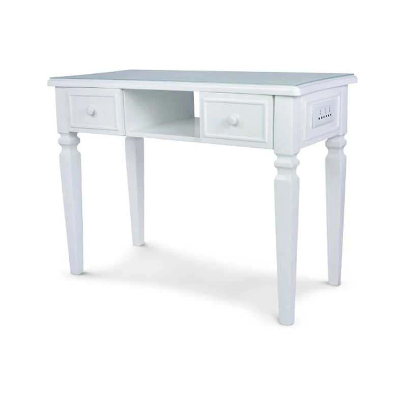 

Modern Beauty Salon Furniture White Color Wooden Manicure Table Chair Set Luxury Single Seater Marble Top Multi Nail Table