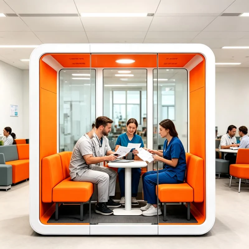 Collaboration Pod Soundproof Acoustic Meeting Booth For Team Huddle Brainstorming Open Office Environment Customized